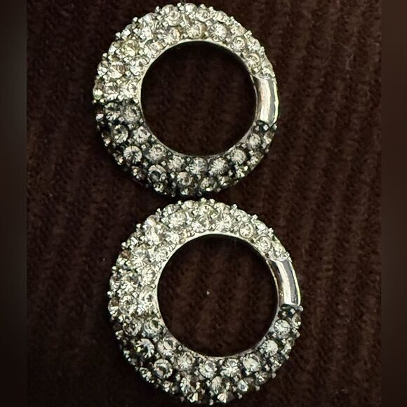 Nolan Miller Vintage Ombre Rhinestone Circle Earrings – Signed Designer Glam - Picture 16 of 17